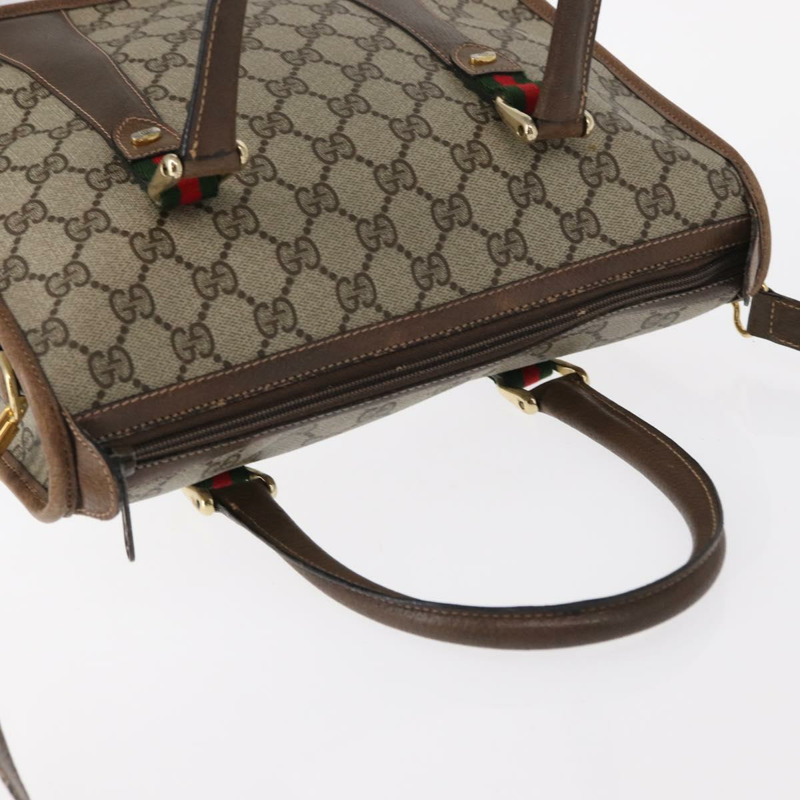 【日本直送】GUCCI GG Supreme Web Sherry Line Bag PVC 2way Beige Gold 41 02 039 Auth ep11903-4