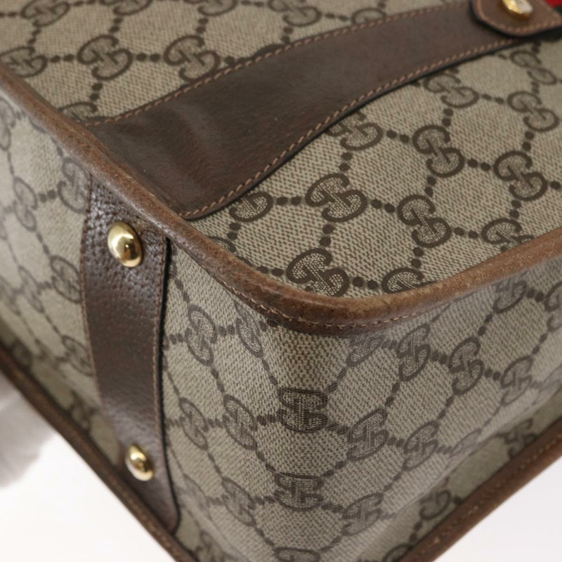 【日本直送】GUCCI GG Supreme Web Sherry Line Bag PVC 2way Beige Gold 41 02 039 Auth ep11903-8