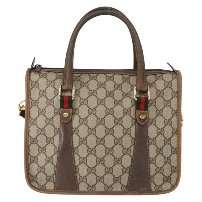 【日本直送】GUCCI GG Supreme Web Sherry Line Bag PVC 2way Beige Gold 41 02 039 Auth ep11903-12