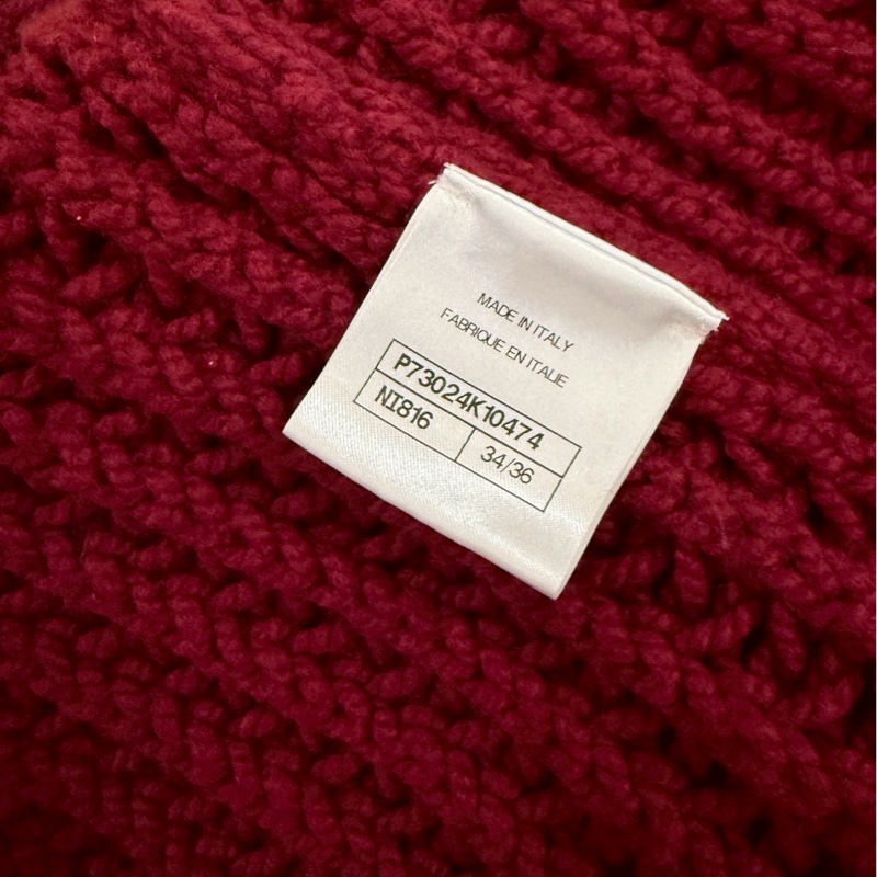 CHANEL 酒紅拼粉色毛呢針織開衫 34/36碼-8