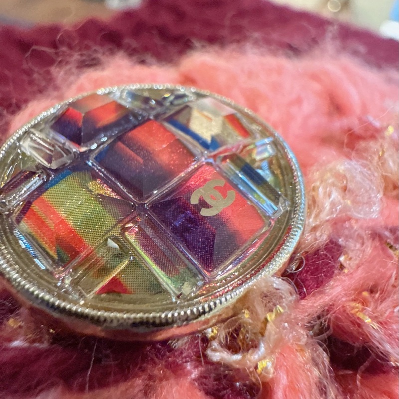 CHANEL 酒紅拼粉色毛呢針織開衫 34/36碼-11