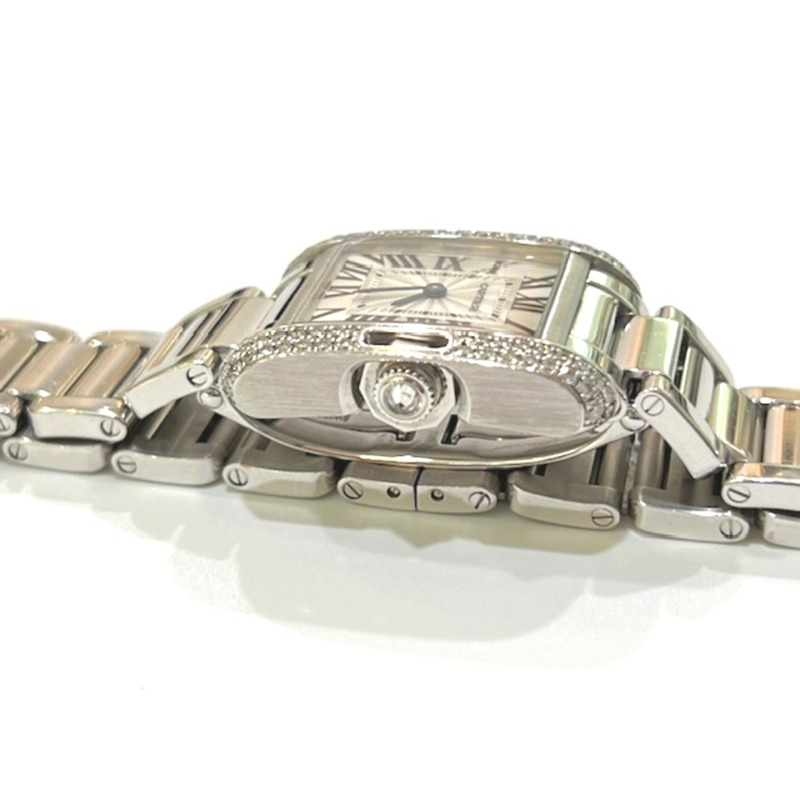 卡地亞 WT100008 18K白金 Tank Anglaise 小鑽錶圈石英腕錶，18K白金，女士，銀色-5