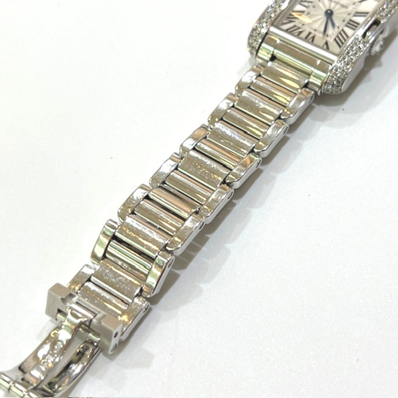 卡地亞 WT100008 18K白金 Tank Anglaise 小鑽錶圈石英腕錶，18K白金，女士，銀色-9