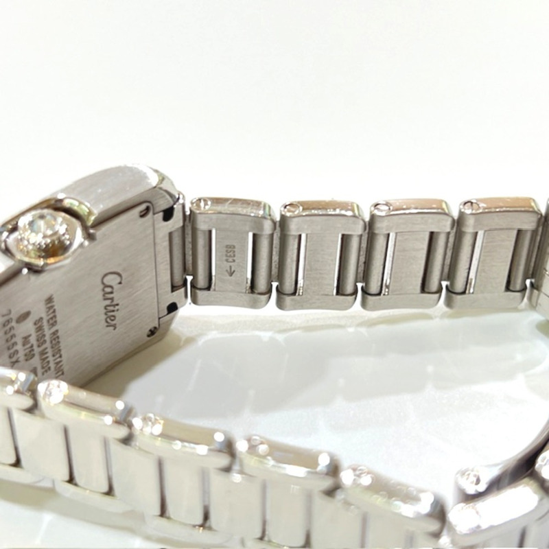 卡地亞 WT100008 18K白金 Tank Anglaise 小鑽錶圈石英腕錶，18K白金，女士，銀色-12