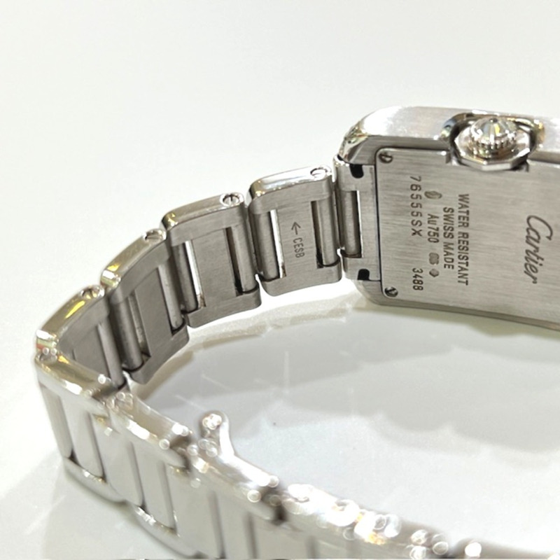 卡地亞 WT100008 18K白金 Tank Anglaise 小鑽錶圈石英腕錶，18K白金，女士，銀色-13
