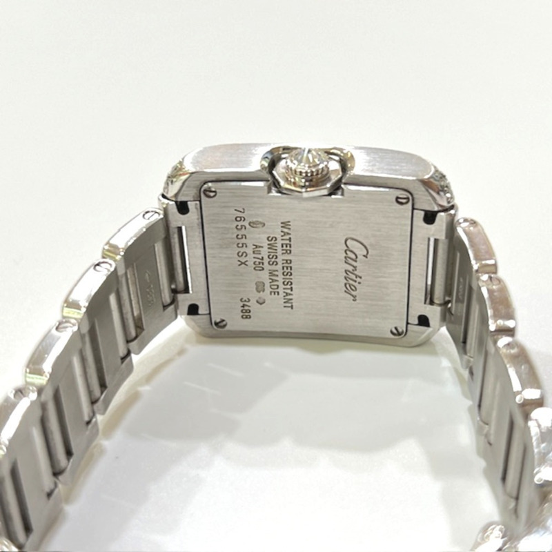 卡地亞 WT100008 18K白金 Tank Anglaise 小鑽錶圈石英腕錶，18K白金，女士，銀色-14