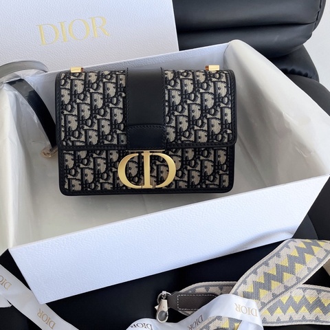 【近新閒置品】Dior迪奧蒙田30老花金小號手拿包斜背包