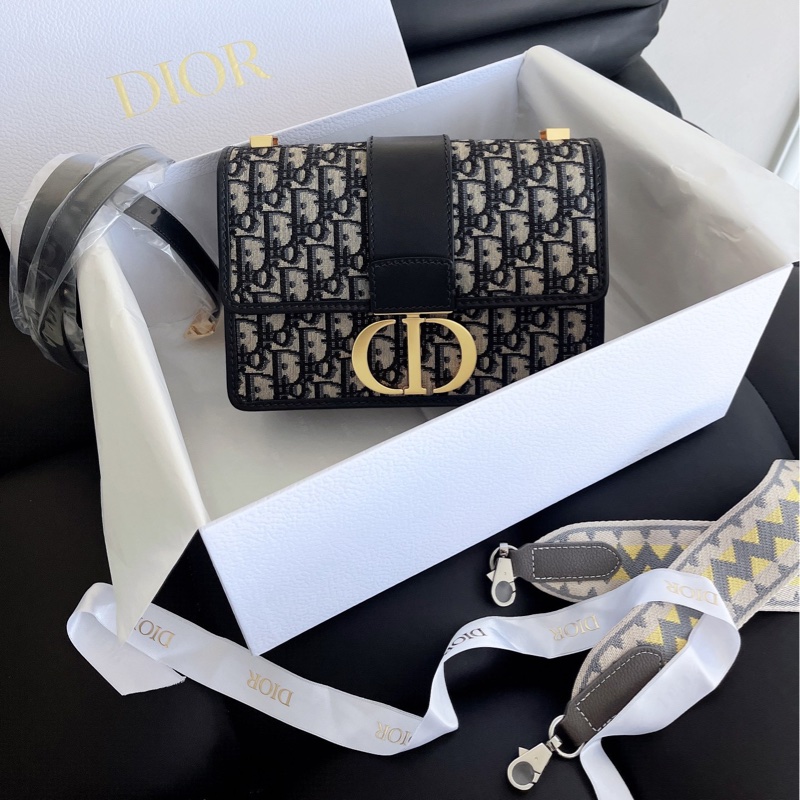 【近新閒置品】Dior迪奧蒙田30老花金小號手拿包斜背包-1