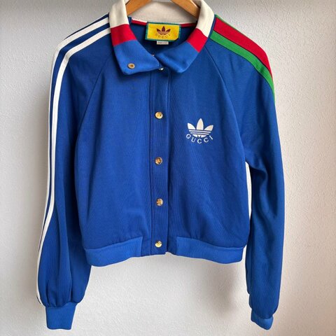 ::adidas x Gucci:: 聯名款 藍色紅綠織帶運動外套 M號