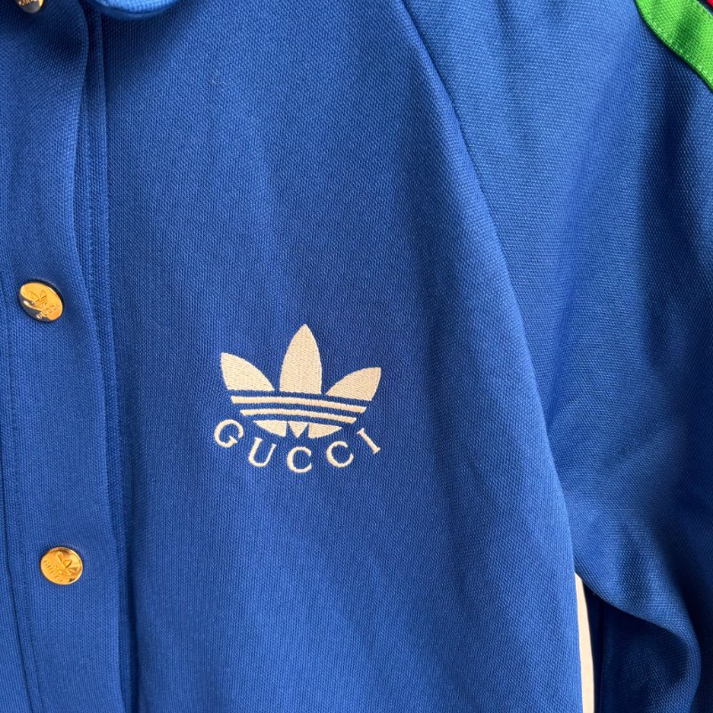 ::adidas x Gucci:: 聯名款 藍色紅綠織帶運動外套 M號-3