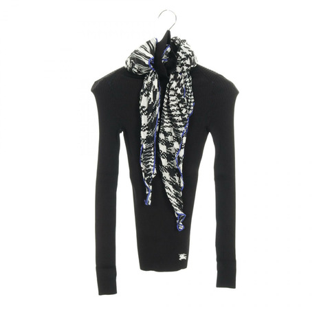 BURBERRY 針織長袖毛衣，黏膠纖維材質，黑色，女款 XS 碼