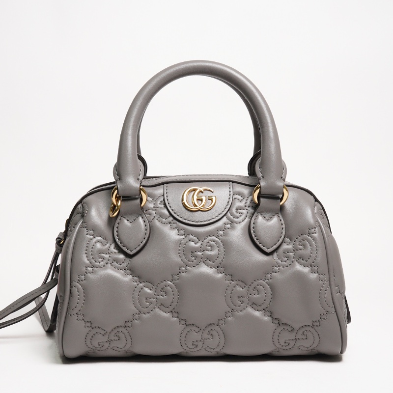 GUCCI GG Matelasse 壓紋波士頓包 mini speedy（灰色）-0