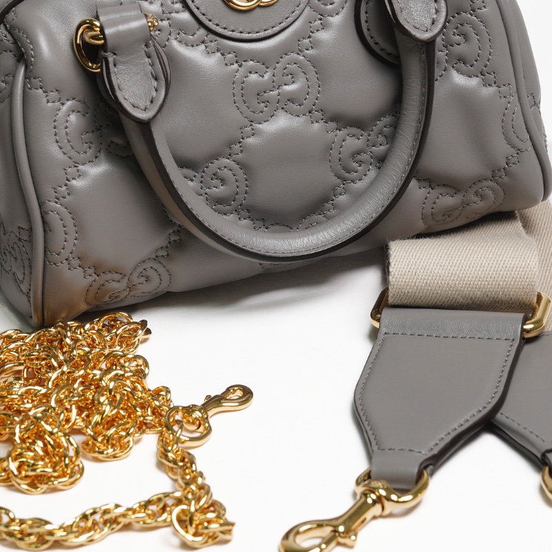 GUCCI GG Matelasse 壓紋波士頓包 mini speedy（灰色）-10