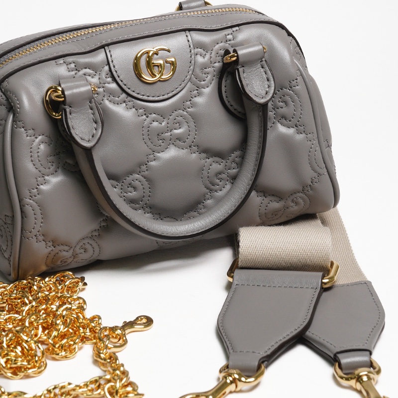 GUCCI GG Matelasse 壓紋波士頓包 mini speedy（灰色）-11
