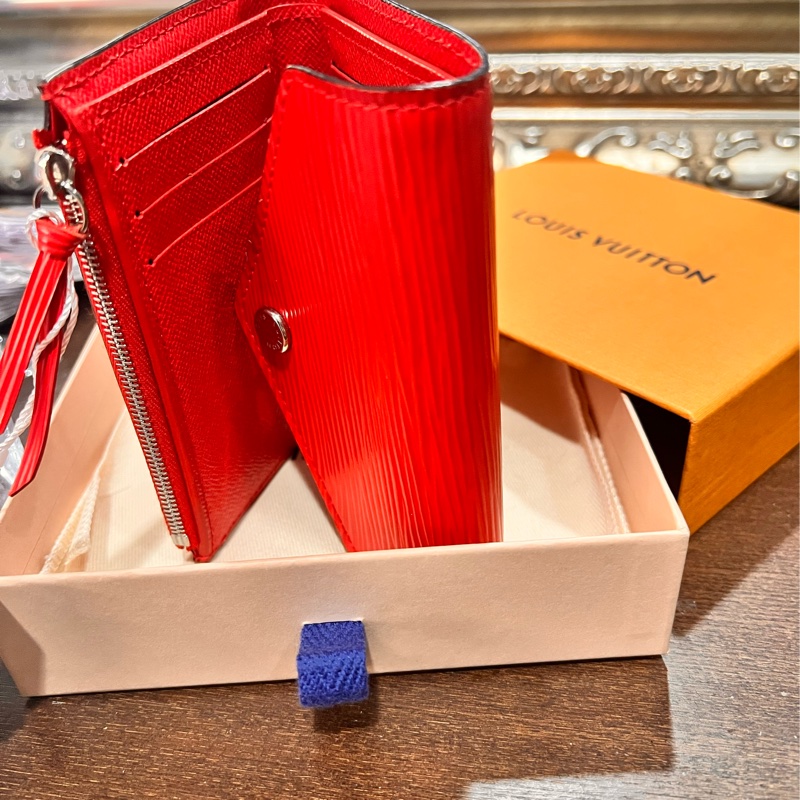 LV信封式紅色三折短/中夾-4