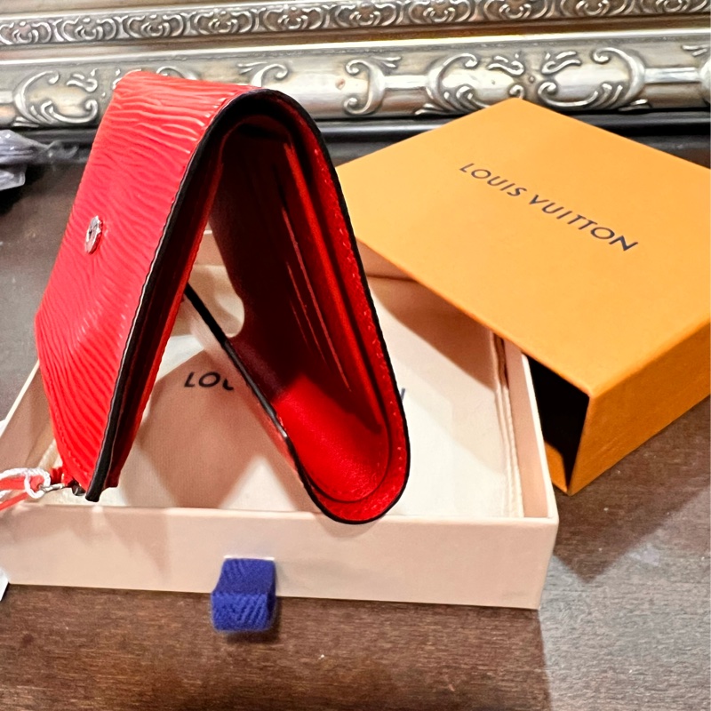 LV信封式紅色三折短/中夾-9