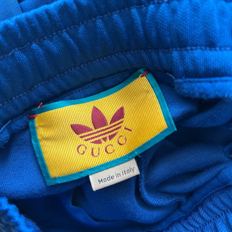 ::adidas x Gucci:: 聯名款 藍色紅綠織帶運動長褲 S號-9