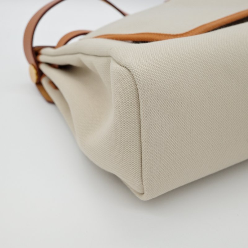 Hermès 愛馬仕 31bag 焦糖色 帆布 牛皮 手提包 單肩包 斜挎包 Z 刻-8