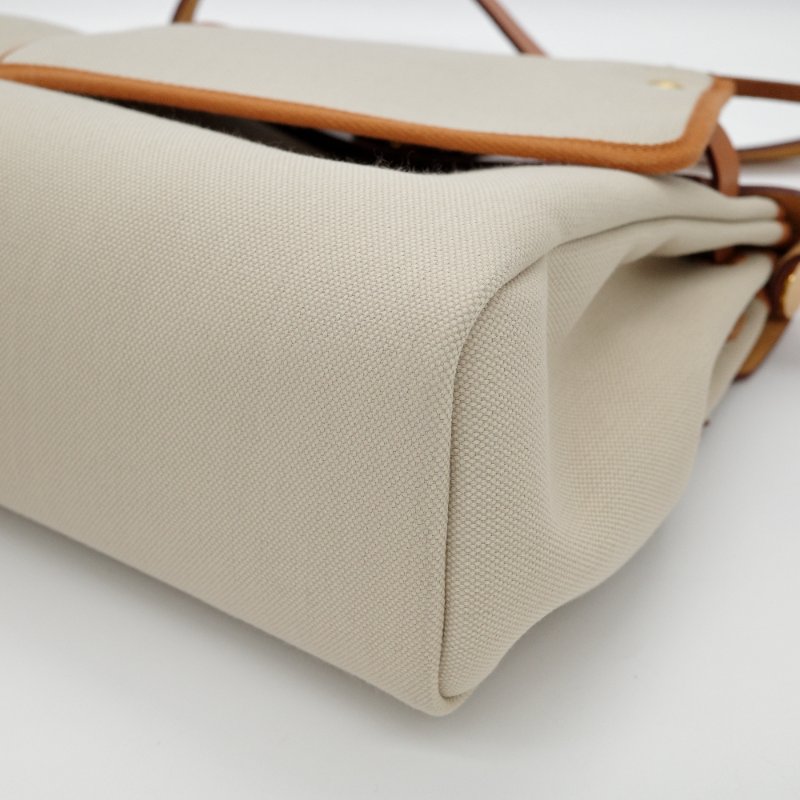 Hermès 愛馬仕 31bag 焦糖色 帆布 牛皮 手提包 單肩包 斜挎包 Z 刻-9