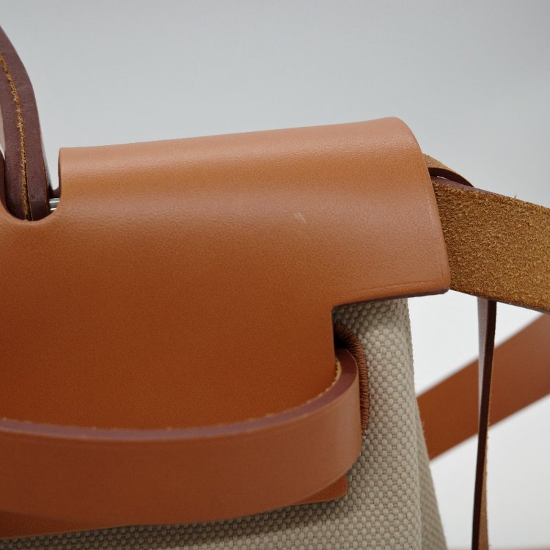 Hermès 愛馬仕 31bag 焦糖色 帆布 牛皮 手提包 單肩包 斜挎包 Z 刻-10