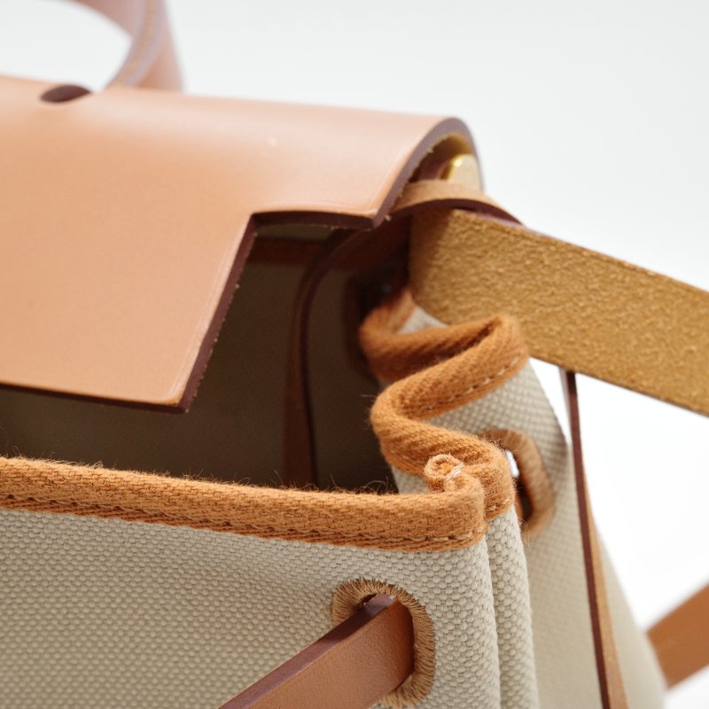 Hermès 愛馬仕 31bag 焦糖色 帆布 牛皮 手提包 單肩包 斜挎包 Z 刻-12