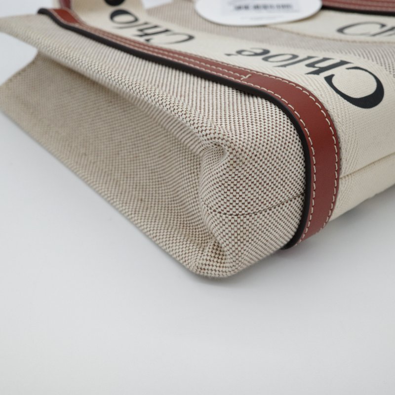 Chloé 蔻依 Woody Tote  小號 咖啡焦糖 帆布包 牛皮 咖色單肩包 電腦包-1