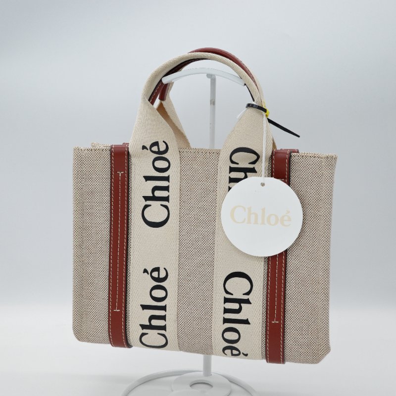 Chloé 蔻依 Woody Tote  小號 咖啡焦糖 帆布包 牛皮 咖色單肩包 電腦包-2