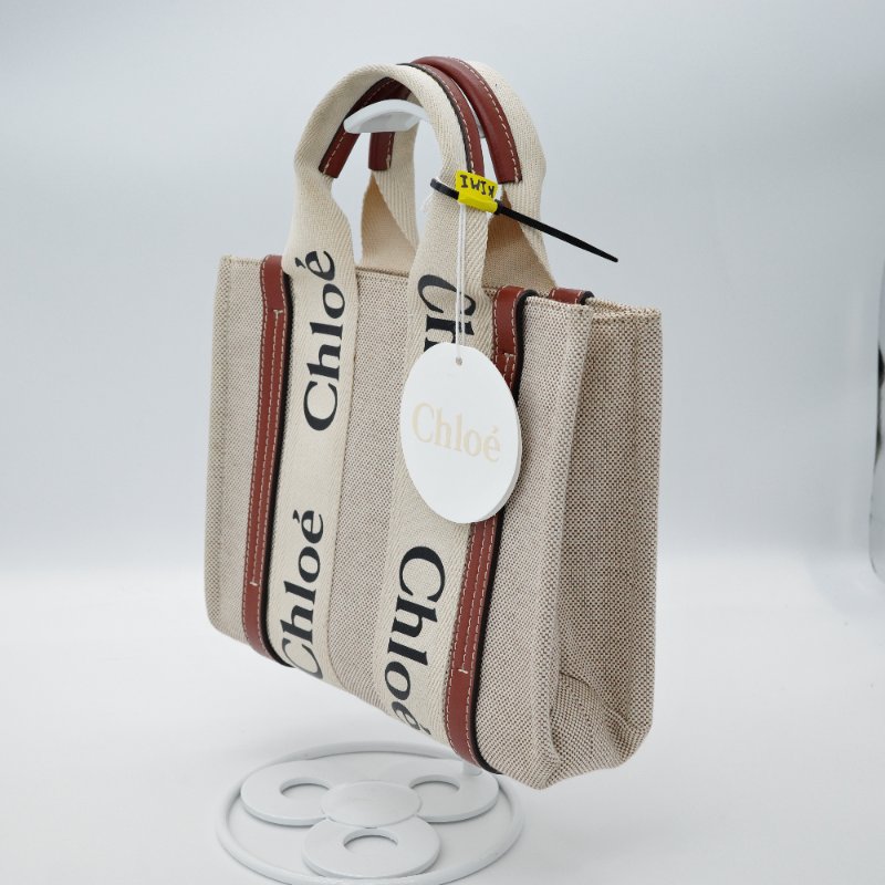 Chloé 蔻依 Woody Tote  小號 咖啡焦糖 帆布包 牛皮 咖色單肩包 電腦包-3