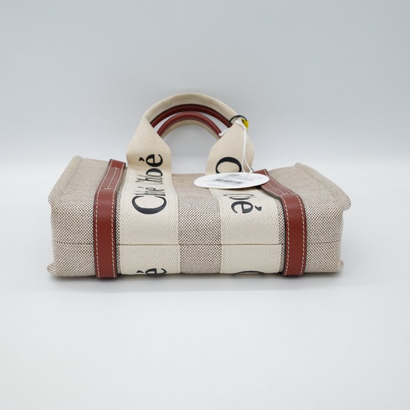 Chloé 蔻依 Woody Tote  小號 咖啡焦糖 帆布包 牛皮 咖色單肩包 電腦包-5