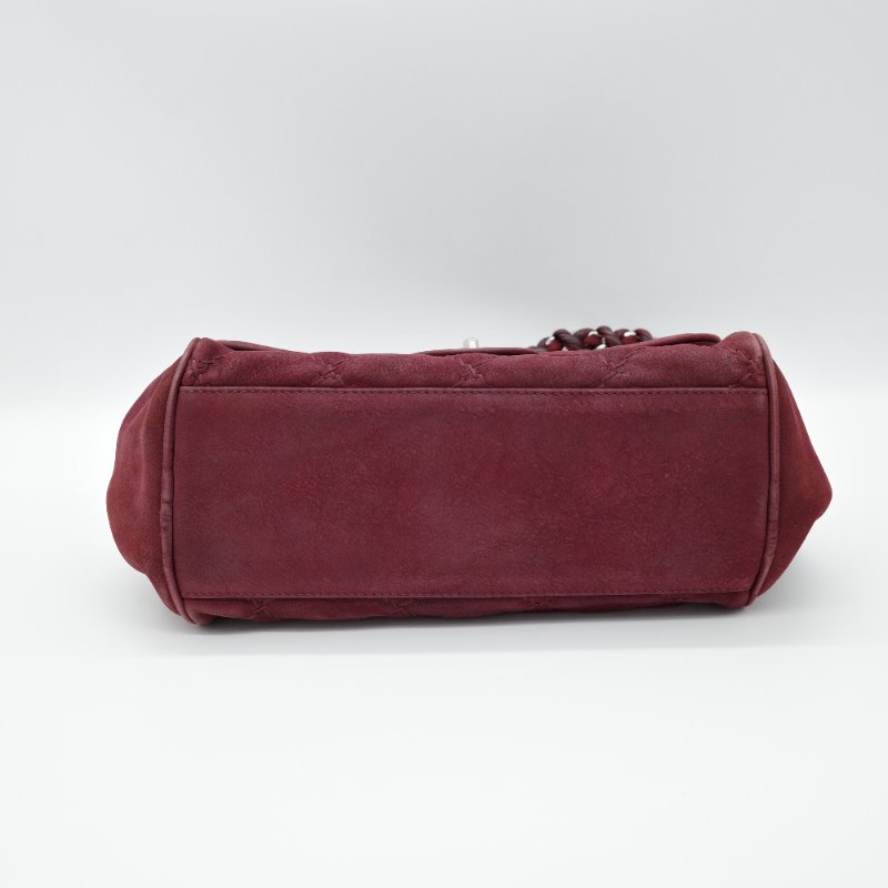 Chanel 香奈兒 勃艮第酒紅麂皮 機場包 麻花鏈肩背/斜背-5