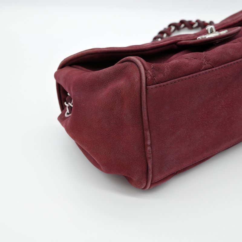 Chanel 香奈兒 勃艮第酒紅麂皮 機場包 麻花鏈肩背/斜背-7