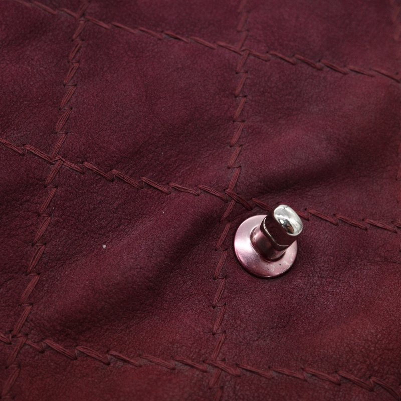 Chanel 香奈兒 勃艮第酒紅麂皮 機場包 麻花鏈肩背/斜背-10