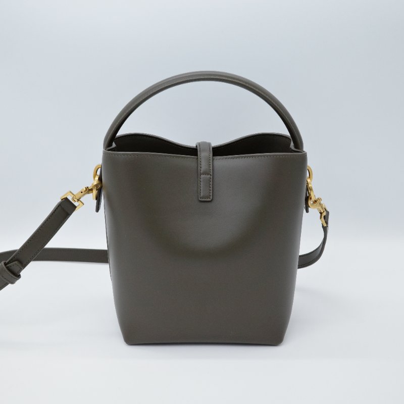 Saint Laurent 聖羅蘭 LE 37 光滑牛皮 橄欖綠 牛皮 手提包 水桶包 斜挎包-1