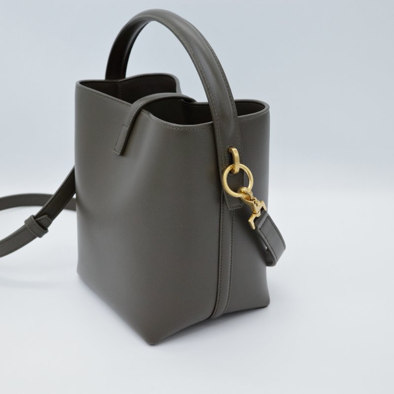 Saint Laurent 聖羅蘭 LE 37 光滑牛皮 橄欖綠 牛皮 手提包 水桶包 斜挎包-2