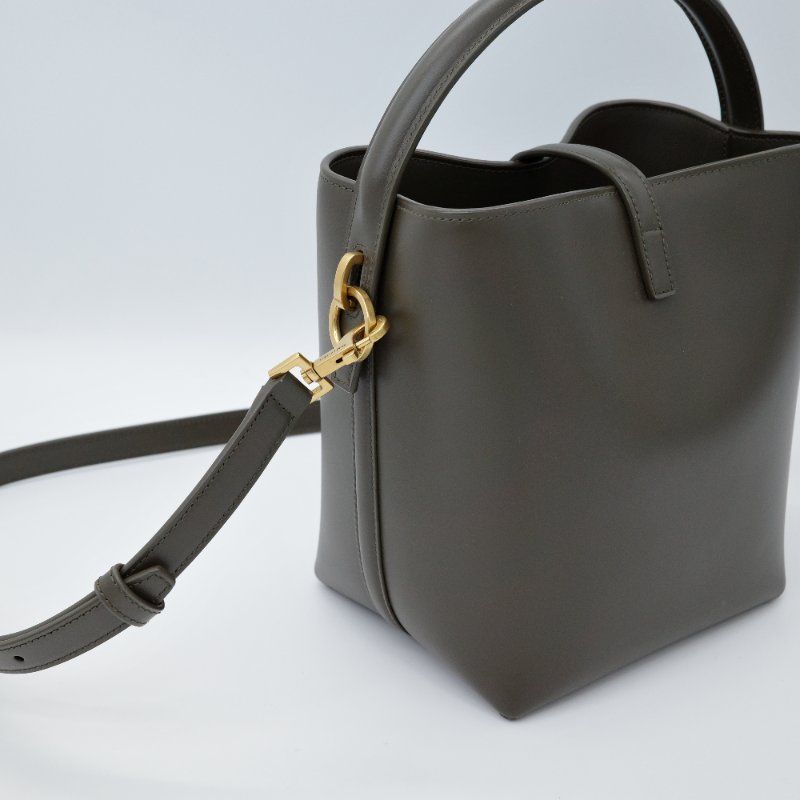 Saint Laurent 聖羅蘭 LE 37 光滑牛皮 橄欖綠 牛皮 手提包 水桶包 斜挎包-4