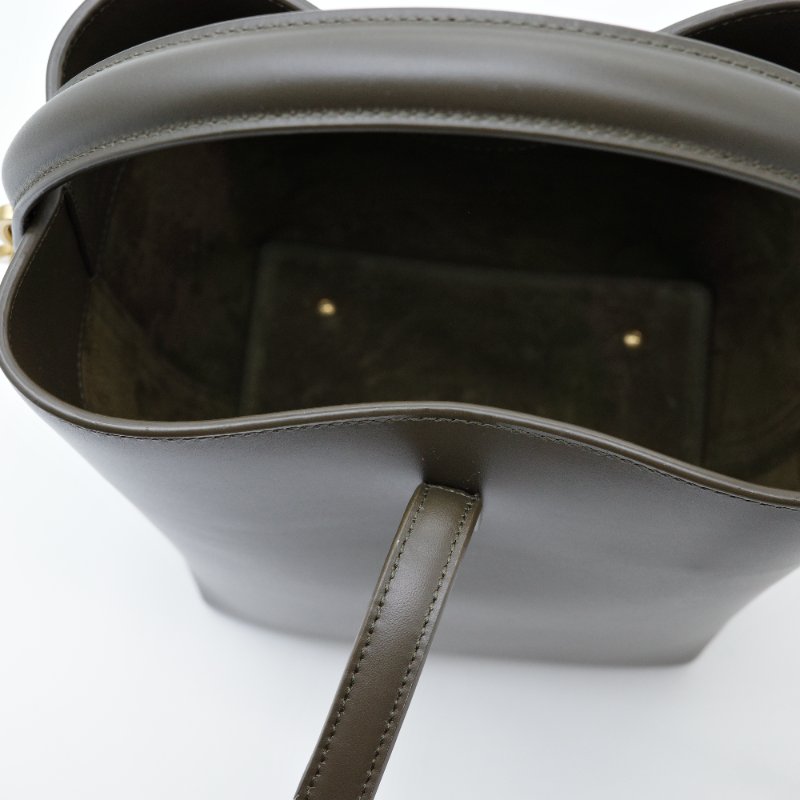 Saint Laurent 聖羅蘭 LE 37 光滑牛皮 橄欖綠 牛皮 手提包 水桶包 斜挎包-6