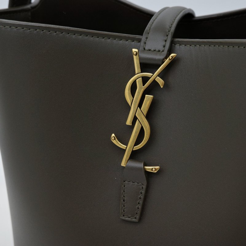 Saint Laurent 聖羅蘭 LE 37 光滑牛皮 橄欖綠 牛皮 手提包 水桶包 斜挎包-7