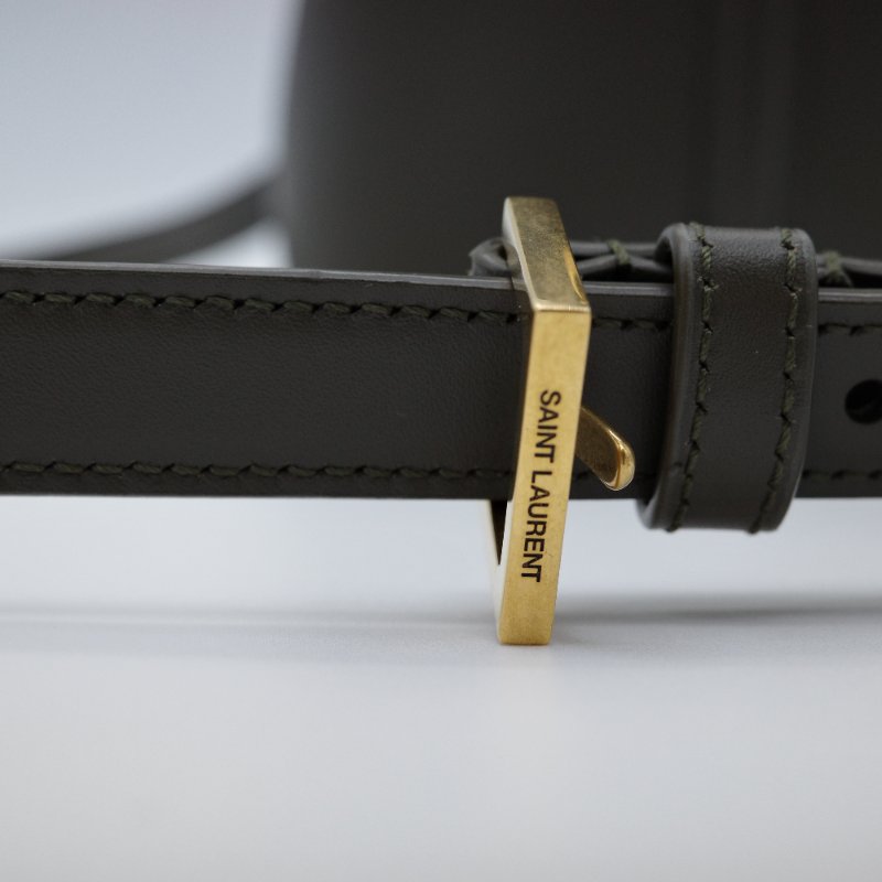 Saint Laurent 聖羅蘭 LE 37 光滑牛皮 橄欖綠 牛皮 手提包 水桶包 斜挎包-11