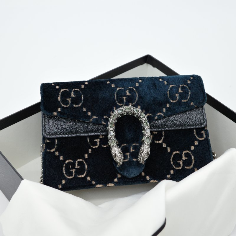 Gucci 古馳 Dionysus SuperMini 藍色絲絨 GG Logo  酒神包 鏈條錢包 WOC 鏈條包 斜挎包-1