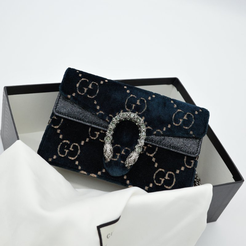 Gucci 古馳 Dionysus SuperMini 藍色絲絨 GG Logo  酒神包 鏈條錢包 WOC 鏈條包 斜挎包-2