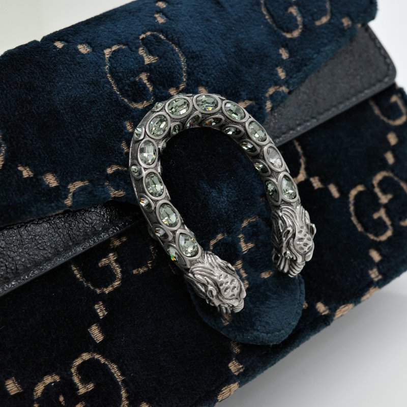 Gucci 古馳 Dionysus SuperMini 藍色絲絨 GG Logo  酒神包 鏈條錢包 WOC 鏈條包 斜挎包-5