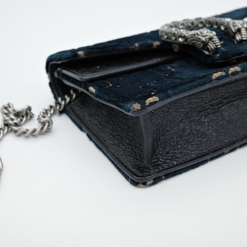 Gucci 古馳 Dionysus SuperMini 藍色絲絨 GG Logo  酒神包 鏈條錢包 WOC 鏈條包 斜挎包-6