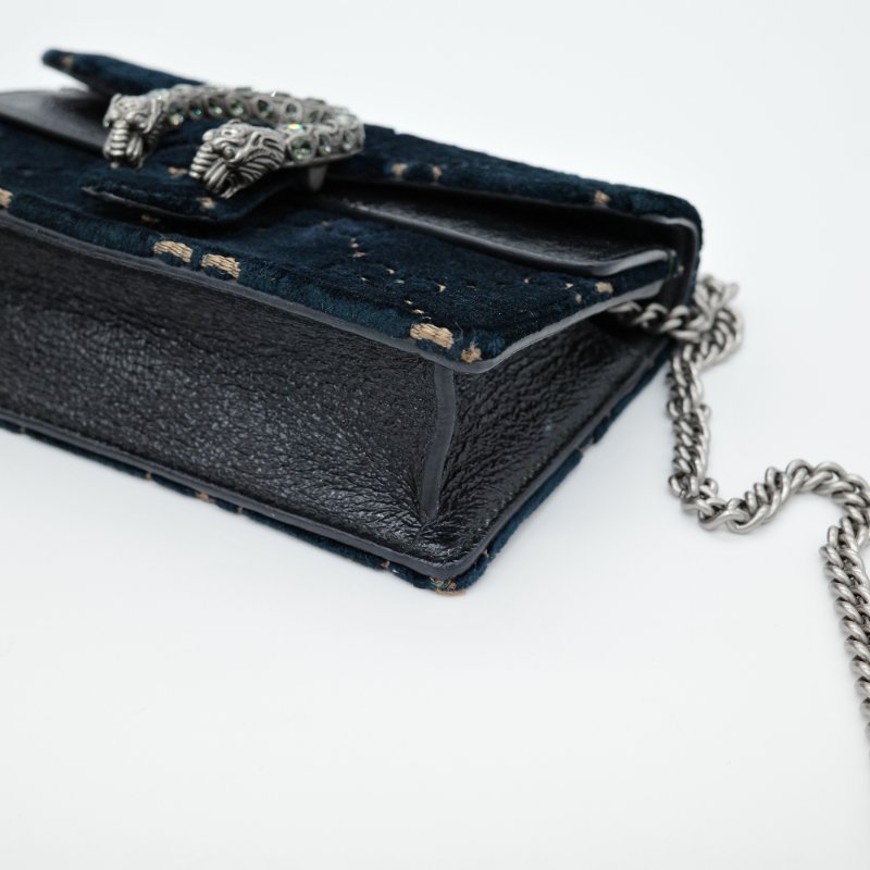 Gucci 古馳 Dionysus SuperMini 藍色絲絨 GG Logo  酒神包 鏈條錢包 WOC 鏈條包 斜挎包-7