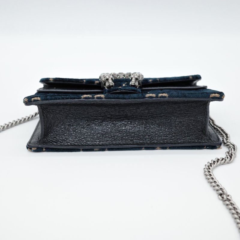 Gucci 古馳 Dionysus SuperMini 藍色絲絨 GG Logo  酒神包 鏈條錢包 WOC 鏈條包 斜挎包-8