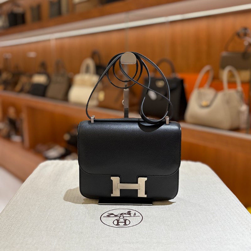 【現貨|快速出貨】Hermès 愛馬仕 Constance 19 黑色 Epsom|U刻 2022年|銀釦經典斜背包|全新全配-0