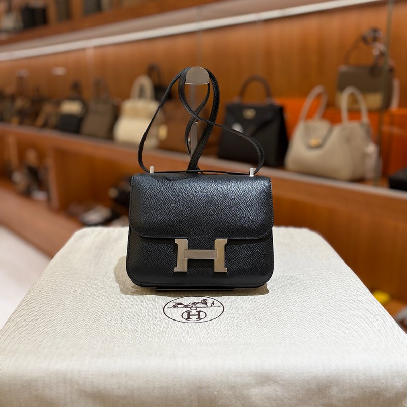 【現貨|快速出貨】Hermès 愛馬仕 Constance 19 黑色 Epsom|U刻 2022年|銀釦經典斜背包|全新全配-1
