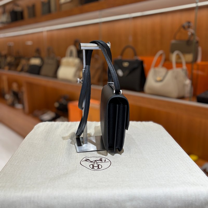 【現貨|快速出貨】Hermès 愛馬仕 Constance 19 黑色 Epsom|U刻 2022年|銀釦經典斜背包|全新全配-3