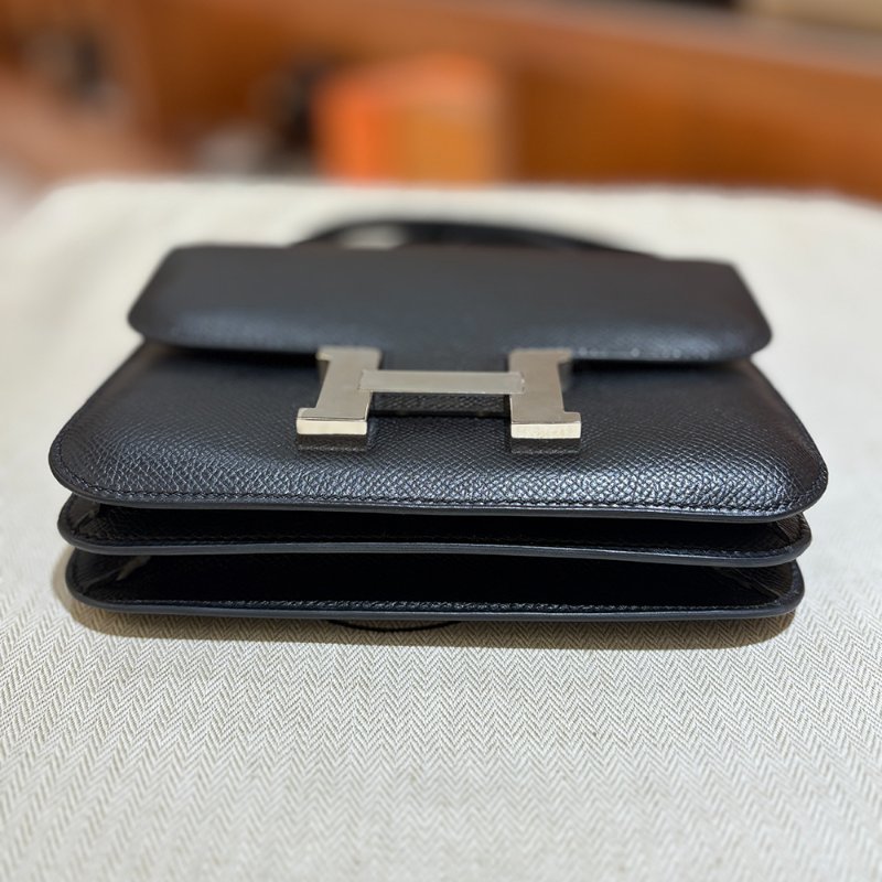 【現貨|快速出貨】Hermès 愛馬仕 Constance 19 黑色 Epsom|U刻 2022年|銀釦經典斜背包|全新全配-4