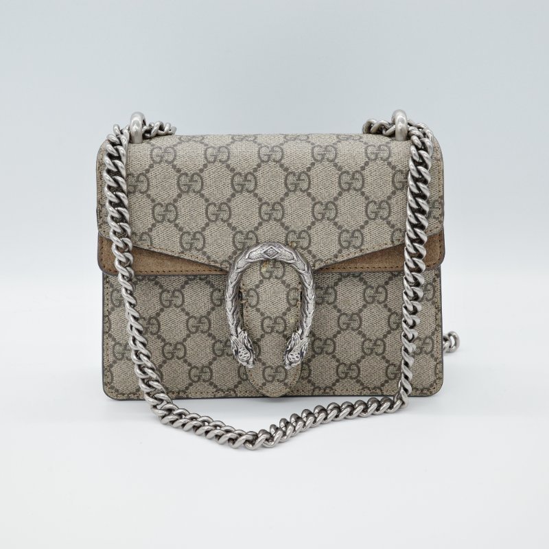 GUCCI 咖PVC 卡其邊酒神鏈包-1