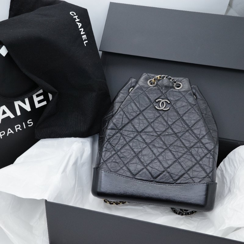 Chanel Gabrielle Backpack 流浪 雙後背包 黑色小牛皮-0